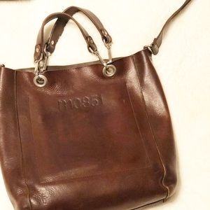 M0851 ALL LEATHER CROSSBODY TOTEBAG